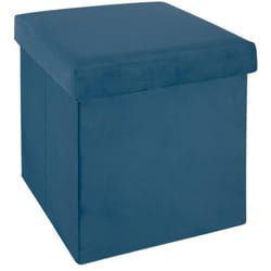 Atmosphera - Pouf pliant Tess velours bleu créateur d'intérieur