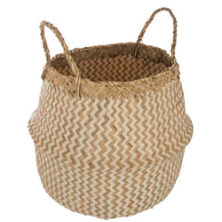 Panier seagrass à motif blanc