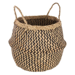 Panier seagrass à motif noir