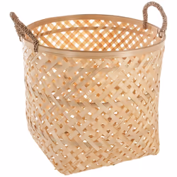 Lot de 3 paniers en bambou naturel