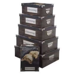 Boites de rangement en métal FIVE - Lot de 6 - Marron - Dimensions variées