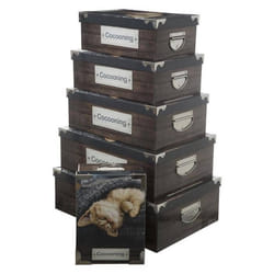Boites de rangement en métal FIVE - Lot de 6 - Marron - Dimensions variées