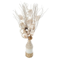 Atmosphera - Composition florale dans un vase osier H 50 cm Gris