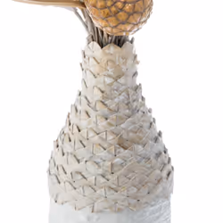 Atmosphera - Composition florale dans un vase osier H 50 cm Gris