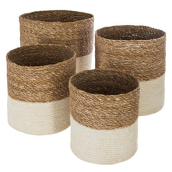 Panier Jute Roseau Blanc x 4