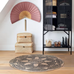 Tapis en Jute Rond Imprimé Living
