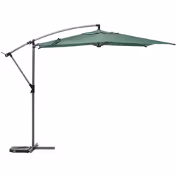 Protégez vous du soleil avec le parasol décentré toile ronde Manoa en coloris vert olive de la marque Hespéride. Les dalles d ...