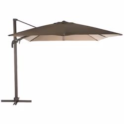 Protégez vous du soleil tout au long de la journée grâce au parasol décentré Eléa carré inclinable coloris noisette de la mar ...