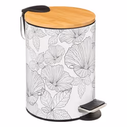 5five - poubelle soft close 3l blackflora noir et blanc