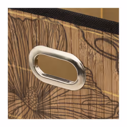 Boîte de rangement imprimé tropical en bambou et tissu Blackflora - Marron et noir