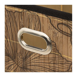Boîte de rangement imprimé tropical en bambou et tissu Blackflora - Marron et noir