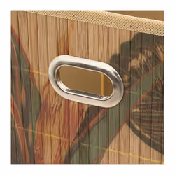 Boîte de rangement imprimé tropical en bambou et tissu Palawan - Marron et noir