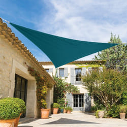 Voile d ombrage triangulaire Shae bleu canard 4x4x4m en polyester - Hespéride