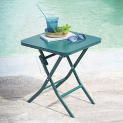 Hesperide - Table d appoint de jardin carrée Greensboro bleu canard 40x40cm en acier traité époxy - Hespéride