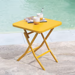 Table d'appoint carrée pliante Greensboro Moutarde - 40 x 40 cm - Hespéride