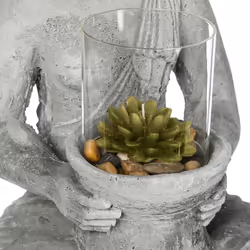Bouddha en ciment avec bougie H415