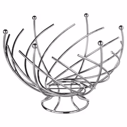 Grande Corbeille à fruits Spirale Métal Chromé - Diamètre 30 cm