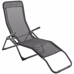 Transat "siesta" en acier gris - Hespéride. Couleur : Gris. Matière principale : Texaline. Longueur : 137.00 cm. Largeur : 59 ...