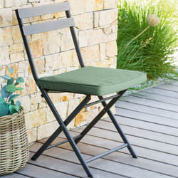 Galette de chaise à scratch Korai vert olive 40x40x4cm en polyester - Hespéride