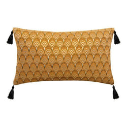 Coussin Art déco en chenille - jaune moutarde 30x50 cm - Ocre - Atmosphera createur dinterieur