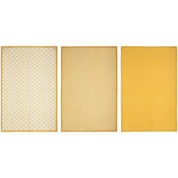 Atmosphera - Lot de 3 torchons coton jaune moutarde 45x70cm créateur d'intérieur