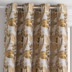 Atmosphera - Rideau Bejuco motifs jacquard jaune moutarde 140x260cm créateur d'intérieur