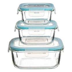 Lot de 3 Boîtes de Conservation Carrées Clipeat 18cm Bleu