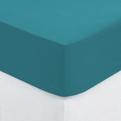 Drap-housse Carina en coton bleu canard 90x190cm Atmosphera créateur d'intérieur