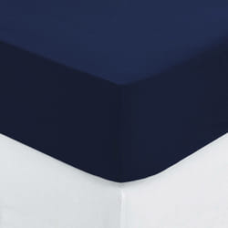Atmosphera - Drap-housse Carina en coton bleu encre 90x190cm créateur d'intérieur