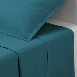 Atmosphera - Drap plat Carina en coton bleu canard 240x290cm créateur d'intérieur