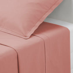 Atmosphera - Drap plat Carina en coton rose blush 240x290cm créateur d'intérieur