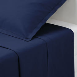 Atmosphera - Drap plat Carina en coton bleu encre 240x290cm créateur d'intérieur