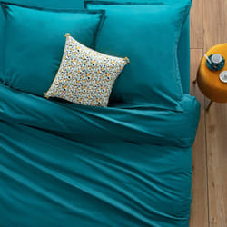 Atmosphera - Housse de couette Carina en coton bleu canard 140x200cm créateur d'intérieur