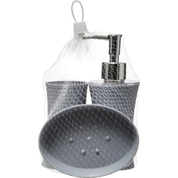 Set 3 Accessoires Salle de Bain - Five - Distributeur 200ml - Gris