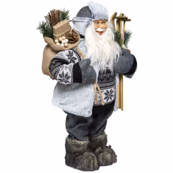 Grand Père Noël traditionnel Skieur H 124 cm - Feeric Christmas (-) Dimensions : L. 48 x l. 36 x H. 124 cm - Matière : Polyét ...