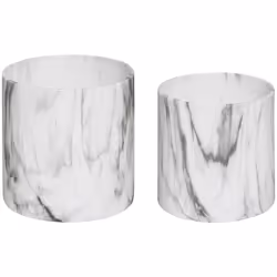 Description générale Ce set de 2 pots en céramique présente un élégant effet marbre noir et blanc, parfait pour embellir votr ...