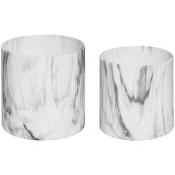 Atmosphera - Set de 2 pots céramique marbre noir et blanc D12 D15cm créateur d'intérieur