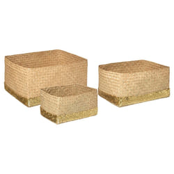 Lot de 3 Paniers Déco  Sequins  40cm Naturel & Or