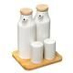 Ensemble Huile & Vinaigre Ceramic 18cm Blanc