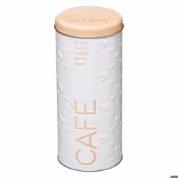 Boîte à Capsules de Café Scandi - PARIS PRIX - 17cm Blanc - Fer & Etain - Cylindrique