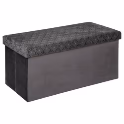 Pouf pliant double Liam gris galet en velours - Gris - Atmosphera createur dinterieur