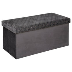 Pouf pliant double Liam gris galet en velours - Gris - Atmosphera createur dinterieur