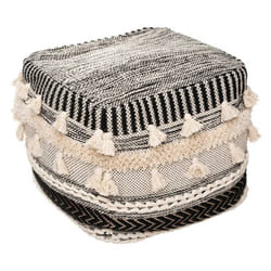 Pouf 3D Lurex Coton et polyester - 45x45 cm - Noir et beige