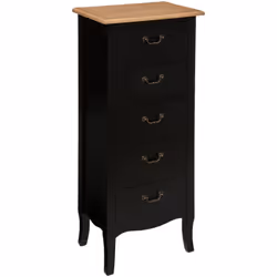 Description générale Optez pour ce grand chiffonnier noir à 5 tiroirs de la marque Atmosphera. Son style romantique et son co ...