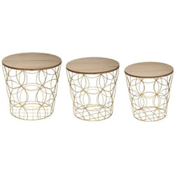 Atmosphera - Tables gigognes Kumi doré D37 41 45cm créateur d'intérieur