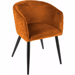 Fauteuil arrondi avec dossier en effet matelassé et 4 pieds en métal. Matière de la structure + pieds : Fer Matière du tissu  ...