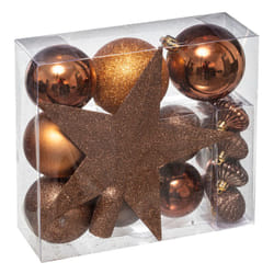 Atmosphera | Lot de 18 boules de Noël en bronze brillant pour la décoration de votre sapin de Noël
