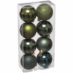 Déco de sapin Lot de 8 Boules de Noël D 7 cm - Vert Olive et Kaki - Feeric Christmas (-) Dimensions : D. 7 cm - 8 Boules asso ...