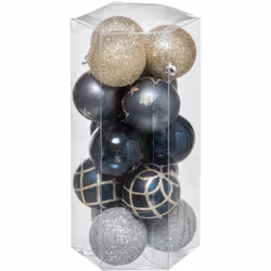 Déco de sapin Lot de 15 Boules de Noël D 5 cm - Champagne Bleu et Argent - Feeric Christmas (-) Dimensions : D. 5 cm - 15 Bou ...