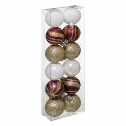 Lot de 12 Boules de Noël Héritage 4cm - Rouge & Blanc